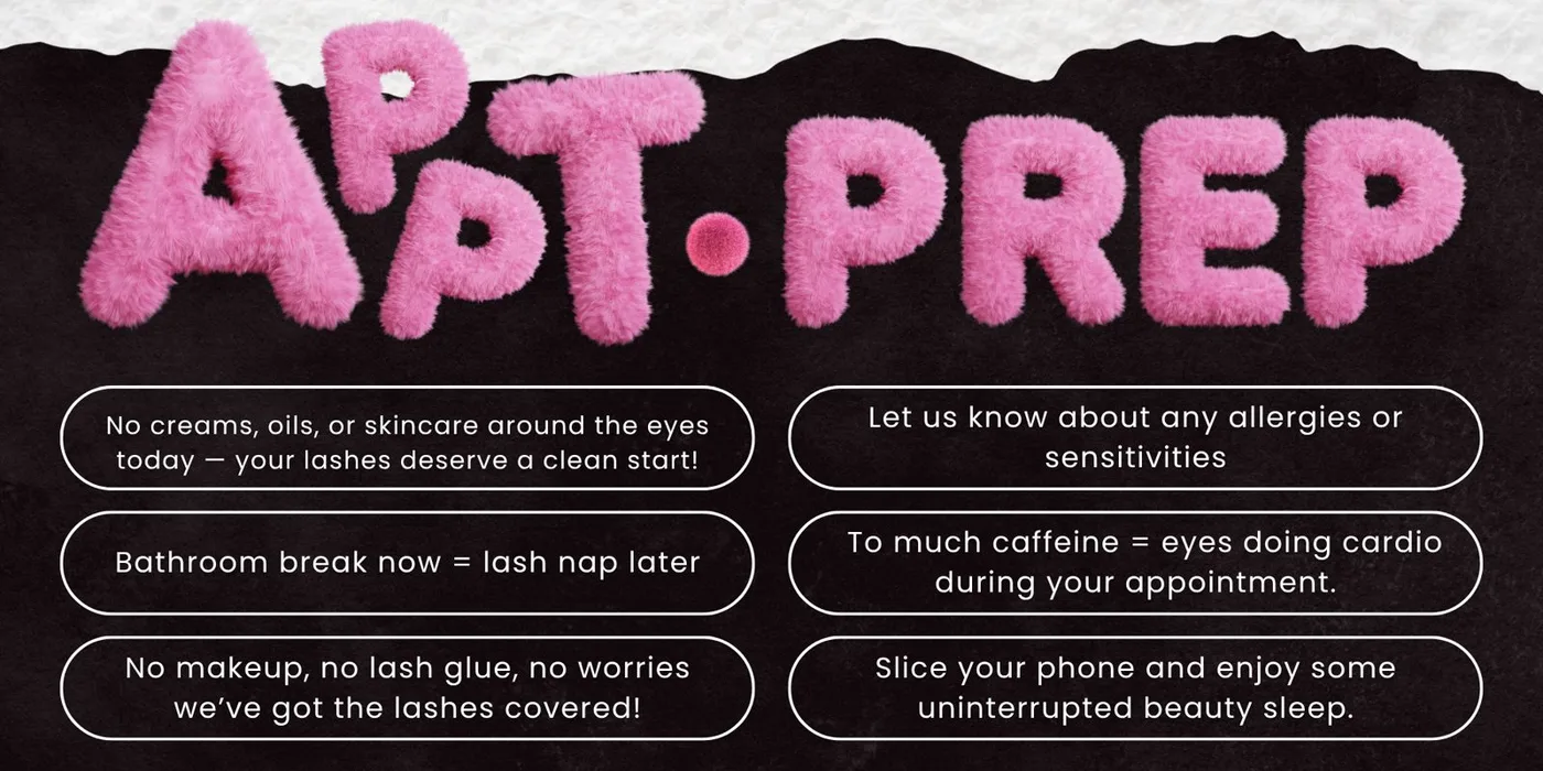Appointment prep guide from Jolie Lash House — how to prepare for your lash extension appointment in Spring, TX